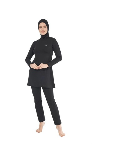 Estiva 22901 Siyah Tam Boy Düz Tesettür Mayo Siyah