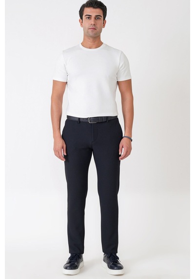 Comfort Fit Petek Dokuma Esnek Pamuklu Lacivert Pantolon P 1230