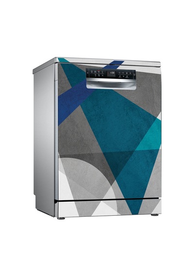 Mavi Geometrik Bulaşık Makinesi Kaplama Sticker Kendinden Yapışkanlı Folyo 75x75 Cm