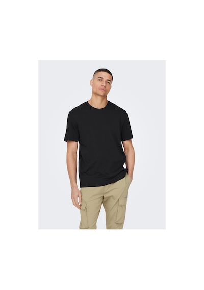 Only & Sons Erkek Regular Fit %100 Pamuk Basic T-shirt - 22025208 Siyah