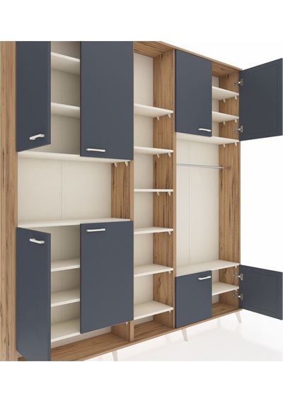 Arges Dolap 18 Raflı 8 Kapaklı Tek Askılı 220x30x243 Çam-antrasit/aytaşı Antrasıt/aytası Arges Dolap 18 Raflı 8 Kapaklı Tek Askılı 220x30x243 Çam-antrasit/aytaşı Antrasıt/aytası
