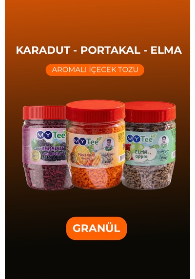 Mytee 3'lü Portakal - Karadut - Elma Aromalı Granül İçecek Tozu 3 X 250gr 750 G