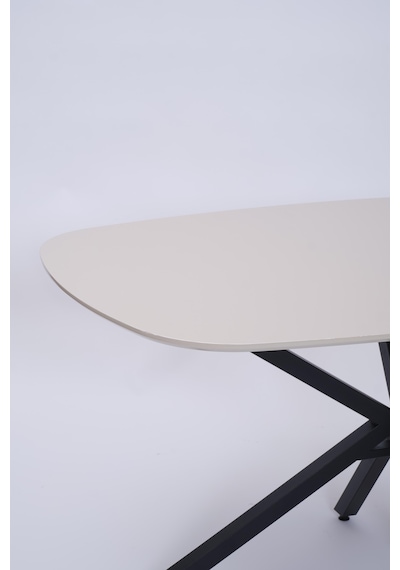 Çapraz Polo Demir High Gloss Yemek Masa Sandalye Takımı 90x160 Krem