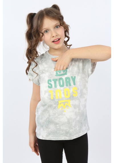 Toontoy Kids Toontoy Kız Çocuk Story Soul Baskılı Tişört Yeşil