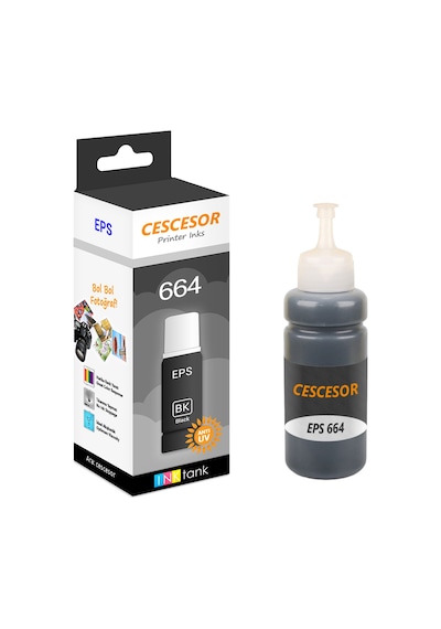 Cescesor Eps - 664 Uyumlu Mürekkep Siyah 70 ML