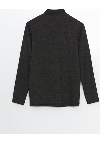 Lcwaıkıkı Classic Antrasit Polo Yaka Uzun Kollu Erkek Sweatshirt