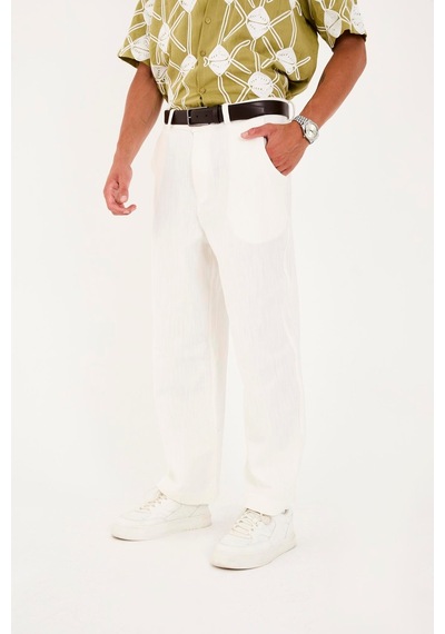 Rocqerx R-4419 Fermuarlı Baggy Pantolon Beyaz