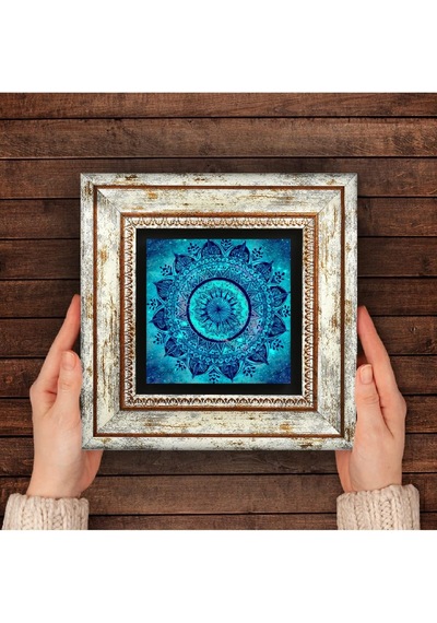 Mandala Taş Duvar Tablosu - Çerçeveli Taş Tablo - Dekoratif Duvar Sanatı - Modern Ev Ve Ofis Duvar Dekoru T1-227