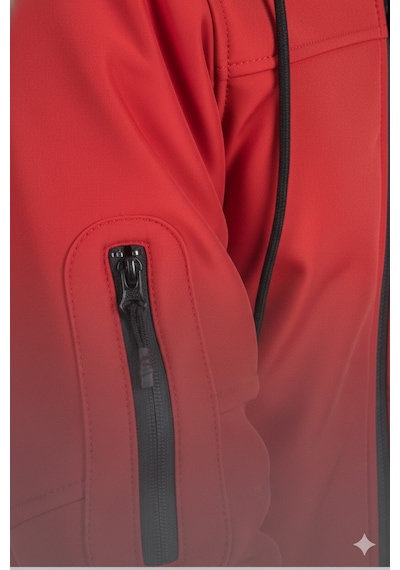 Vatan Tekstil Suya Dayanıklı Slim Fit Softshell Kapüşonlu Erkek Mont Kırmızı