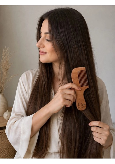 1sen Art & Beauty Kiraz Ağacı Saç Tarağı Geniş Dişli Doğal Ahşap Tarak