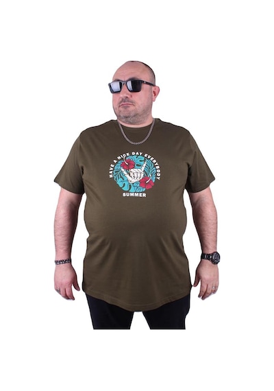 Starbattal Büyük Beden Erkek Sıfır Yaka Tişört Summer 23119 Askeri Yeşil-Askeri Yeşil Çok Renkli