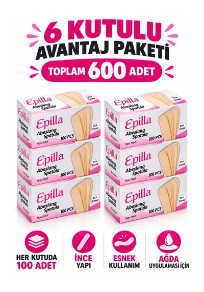 Epilla Abeslang Ağda Spatulası Ahşağ Dil Çubuğu-600 Adet