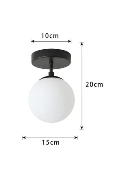 Mylights Avize Retro Tekli Plofonyer Avize E27 Duylu Opla Camlı Siyah