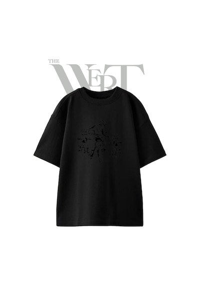 Thewert Motocross Aile Tasarım Baskılı Ünisex Siyah Oversize T-shirt