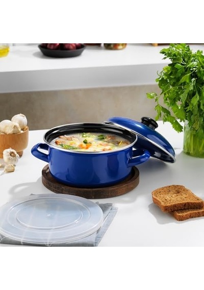 Komfort Pişir Sakla Emaye Tencere 18 Cm-lacivert 12v