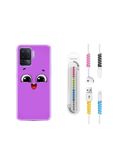 Oppo Reno 5 Lite Kılıf Kablo Koruyuculu Purple Sweety 1717