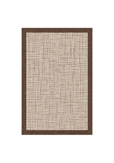 Kartela Halı Jüt Görünümlü Kalın Çerçeveli Halı Kahverengi Kaymaz Taban 80x120 Cm