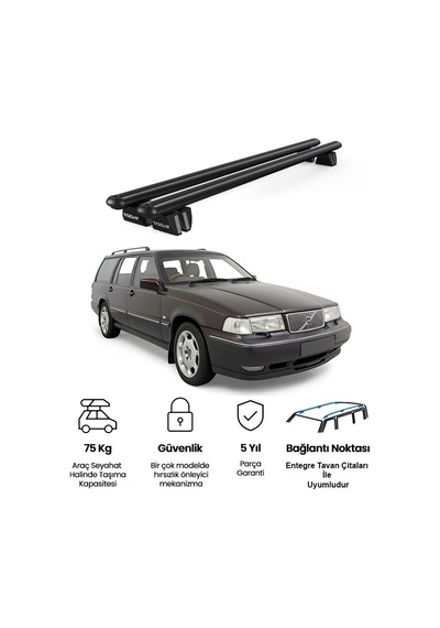 Pençe Volvo V90 Sw 1997-1999 Uyumlu Siyah Ara Atkı Port Bagaj Tavan Barı