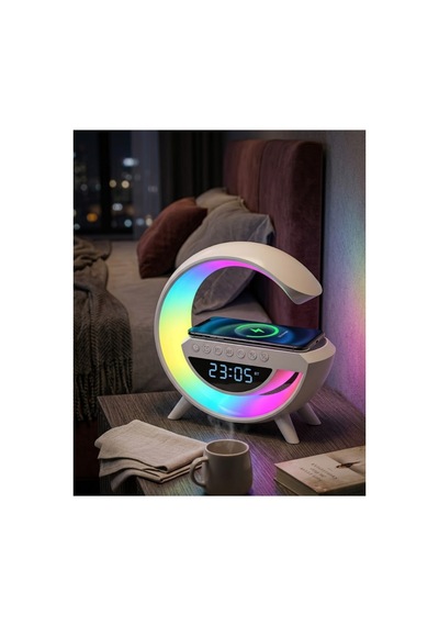 Tek Najma Rgb Işıklı Kablosuz Şarjlı Bluetooth Hoparlör Saat Ve Alarm Özellikli Yeni