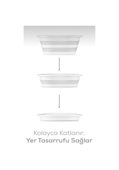 Katlanabilir Silikon Çamaşır Sepeti 25lt Polipropilen Beyaz 45 X 40 Tr Diğer