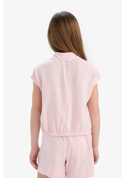 DeFacto Kız Çocuk Cropped Fit Pamuklu Kısa Kollu Gömlek D7644A825SMPN638
