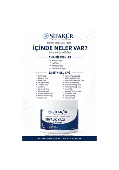 Kuyruk Yağı Kremi 350 ml Kuyruk Yağlı Masaj Kremi Kaz Yağı Alabalık Yağı Kolajenli