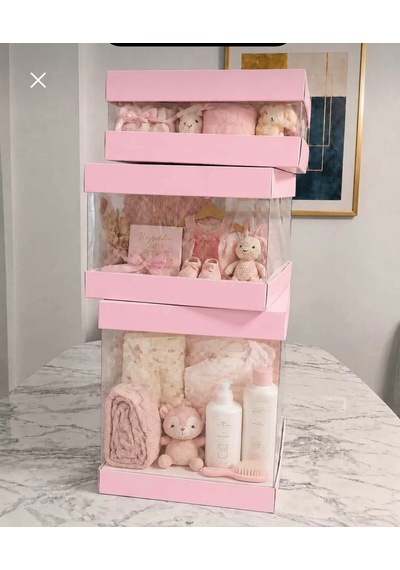 Asetat Gelin Çeyiz Bohça Kutusu Toz Pembe 3'lü Set 1 Takım Şeffaf Katlanabilir Demonte Söz Nişan Hediyelik Ölçüler Büyükboy:33 33 40cm Orta Boy: 33 33 25cm Küçük Boy: 33 33 15cm