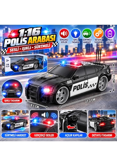 Wy620a 1:16 Sesli Oyuncak Polis Arabası