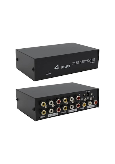 Av-104 4 Port Av Cvbs Rca Video Audio Splitter Çoğaltıcı Dağıtıcı
