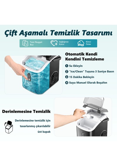 Nugget Granül Taşınabilir Buz Makinesi, Otomatik Temizleme, Hızlı Buz Yapma, Im002