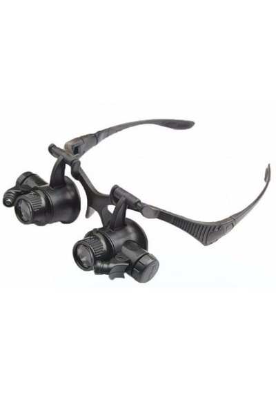 Gözlük Modeli 10x 15x 20x 25x Lens 2 Led Işıklı Büyüteç 9892g 8ce21