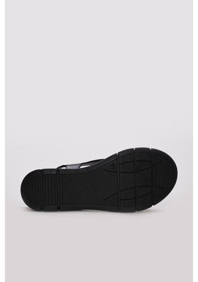 Fast Step Hakiki Deri Kadın Dolgu Topuk Sandalet 621za1405 Siyah
