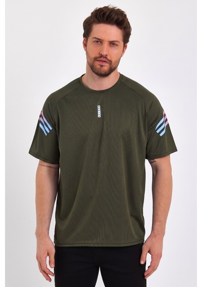 Genius Store Store Erkek Spor Tişört Baskılı Fitness, Antrenman Fit T-shirt Haki