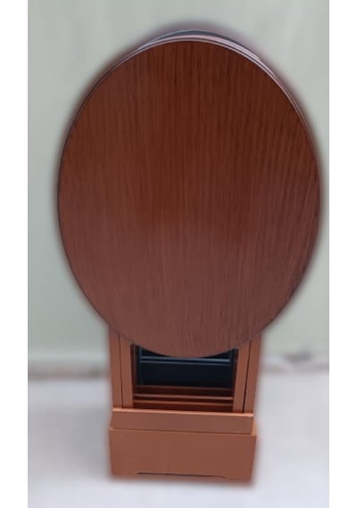 Çanta Zigon Sehpa Oval Model Dörtlü Ahşap Mdf Ceviz Ve Gri Renk Uyumu El Yapımı