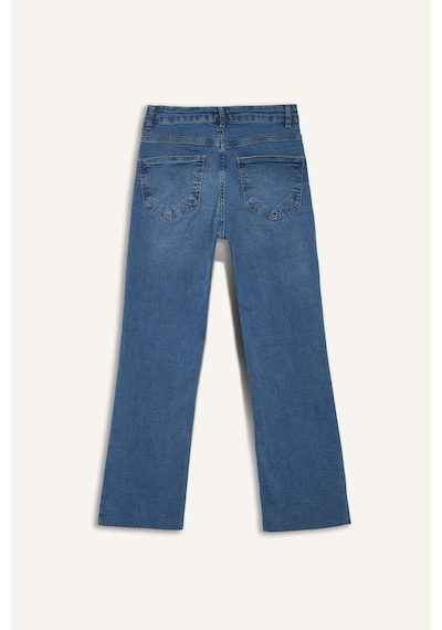 DeFacto Crop Flare Fit Yüksek Bel Bilek Boy Jean Yıkamalı Pantolon E8018AX25SMNM28