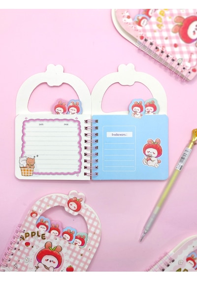 Apple Elma Tavşan Ayraçlı A6 Not Defteri 10x15 Cm - Tatlı Tavşanlar