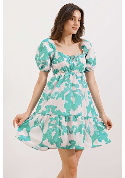 Bigdart 2351 Kloş Poplin Elbise - D. Mint 001