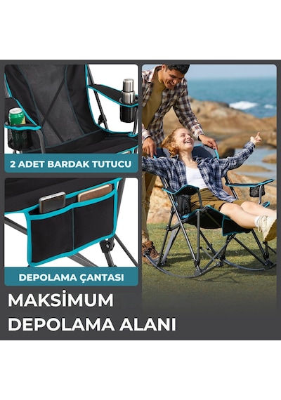 Fundango Berlin Classic Chair Plus Sallanan Katlanır Kamp Sandalyesi Blk/grey Siyah - Gri