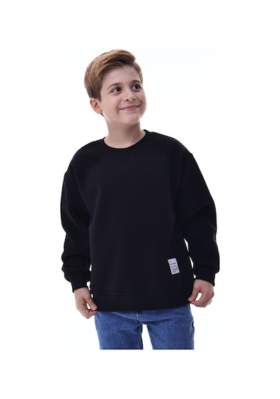 Erkek Çocuk Sweatshirt %100 Pamuk Rahat Kalıp 5-10 Yaş Siyah