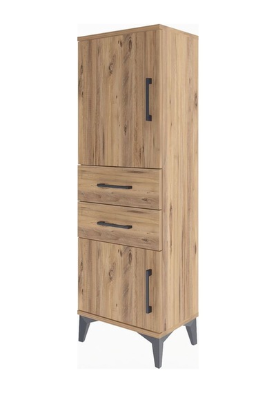 Arges Dolap 2 Raflı 2 Çekmeceli 2 Kapaklı 44x30x134 Çam-çam Çam