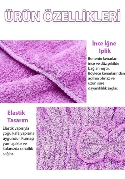 Premium Kalite Esnek Hızlı Emici Banyo Havuz Duş Mikrofiber Havlu Saç Kurutma Bonesi 30x25x16 Çok Renkli