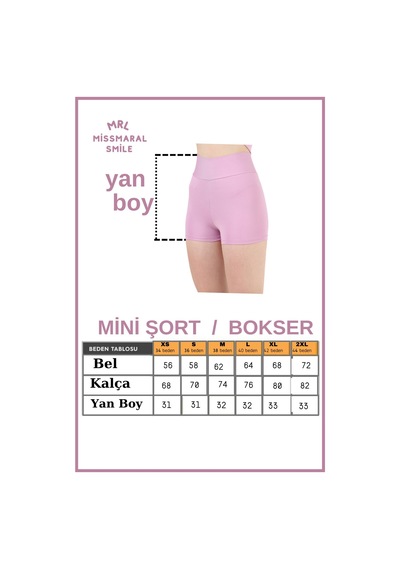Missmaral Kadın Lila Yüksek Bel Toparlayıcı İç Göstermeyen Boxer Şort Deniz, Havuz & Günlük Kullanım İçin Lila