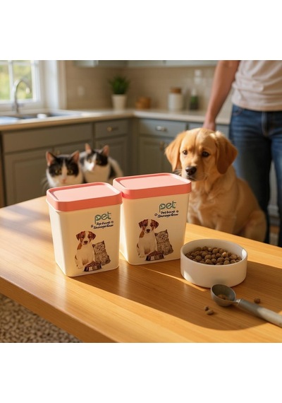Ny Home Kedi Köpek Mama Kutusu Pembe Kapak 2 Adet