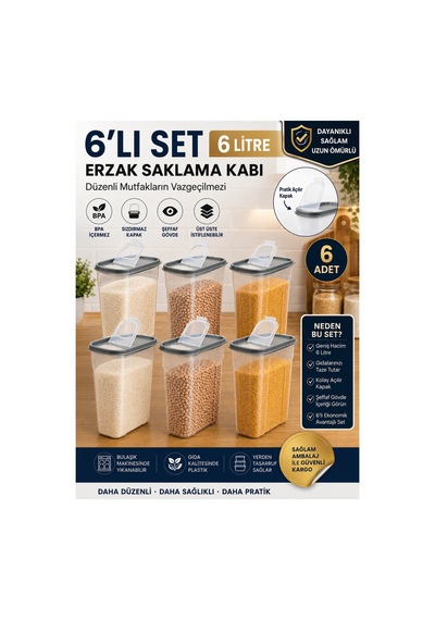 6 Litre Saklama Şeffaf