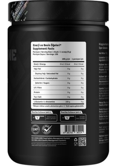 Kingsize Nutrition Glutamine Powder 750 Gr Aromasız