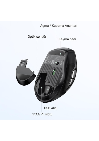 Ugreen 4000 Dpı Dual Mode 2.4ghz Kablosuz Ve Bluetooth Sessiz Optik Mouse, 90855 -