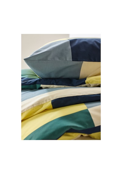 Ikea Brunkrıssla Çift Kişilik Nevresim Takımı 220 X 240 Cm Koyu Gri - Sarı - Koyu Yeşil - Koyu Lacivert Çok Renkli