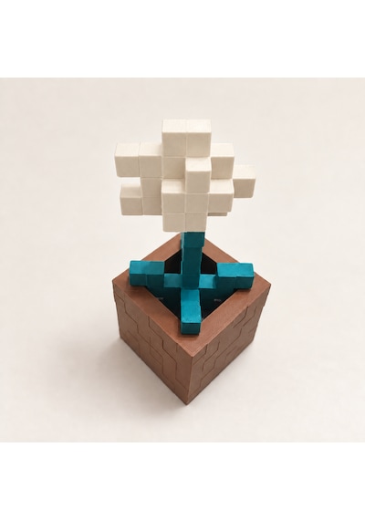 Piksel Gelincik Biblo - 3d Baskı, Minecraft Esintili Beyaz