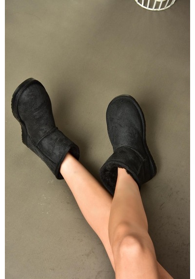Fox Shoes R612026502 Siyah Süet İçi Tüylü Kadın Bot Siyah