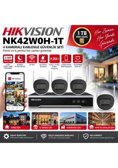 Hikvision Kablosuz Bullet Kamera 2 Mp Beyaz Renk Gece Görüş Ve 5x Zoom İle Tüm Mekanlar İçin
